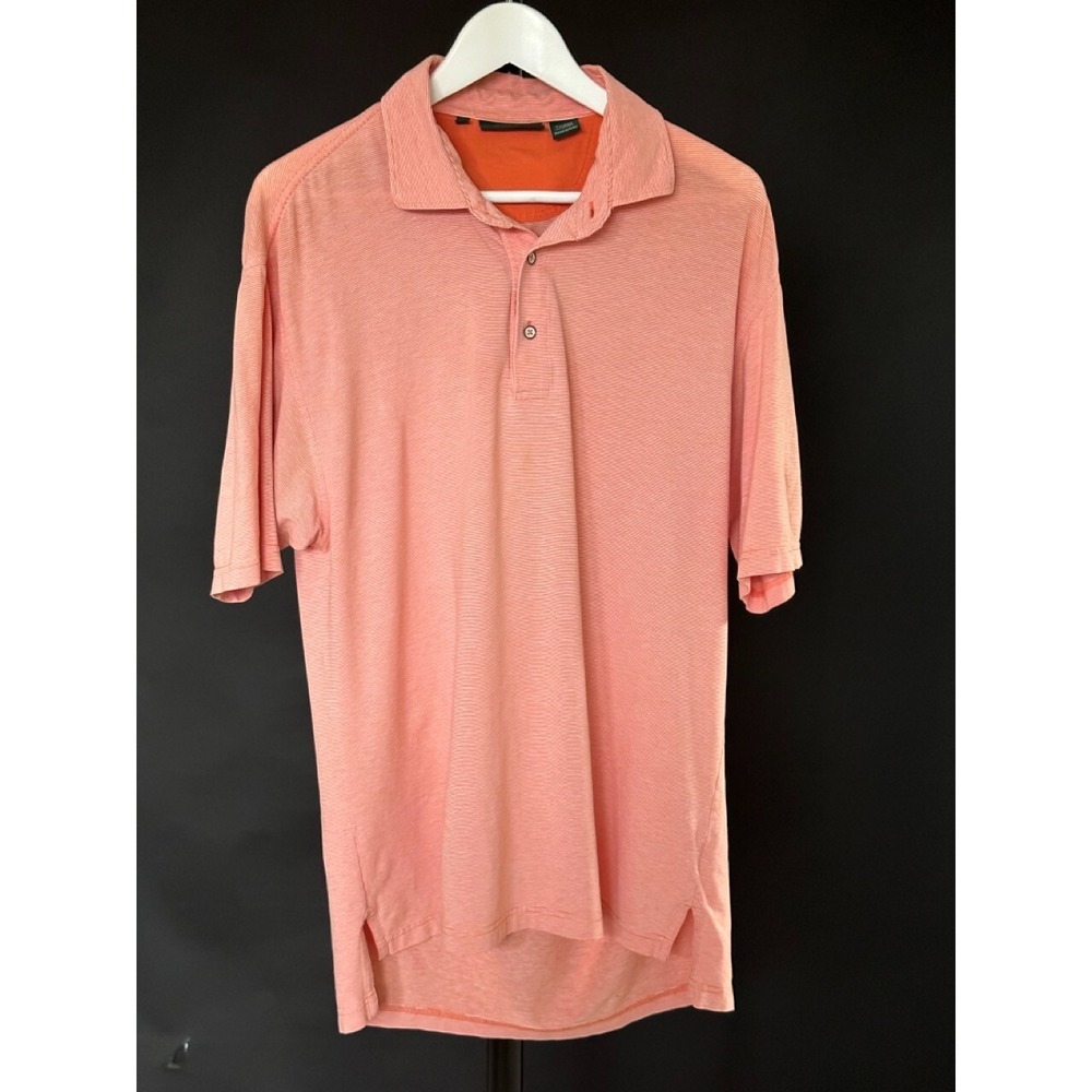 Bobby Jones‎ Golf Polo Shirt Medium Pima Cotton Orange Striped
